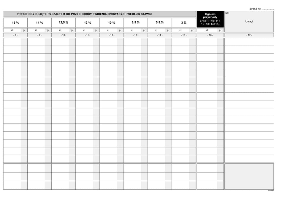 R-2 Ewidencja przychodu A4 (wzór obowiązujący od 2026) MICHALCZYK I PROKOP
