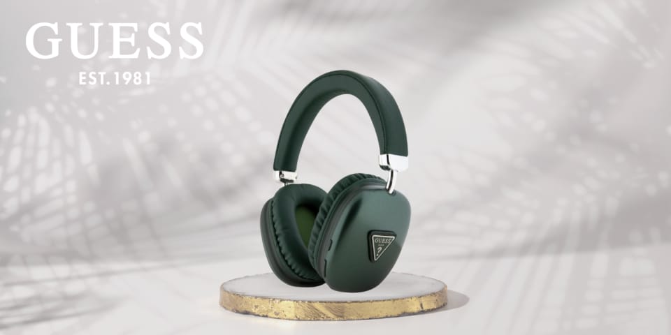 Słuchawki nauszne Guess Bluetooth 5.3 4G Triangle Logo khaki