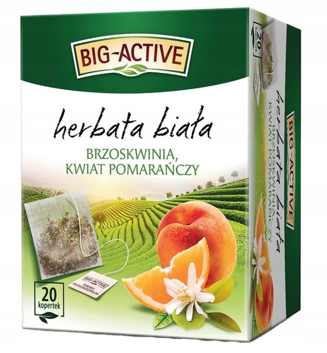 Herbata BIG-ACTIVE biała (20 torebek) Brzoskwinia i kwiat pomarańczy