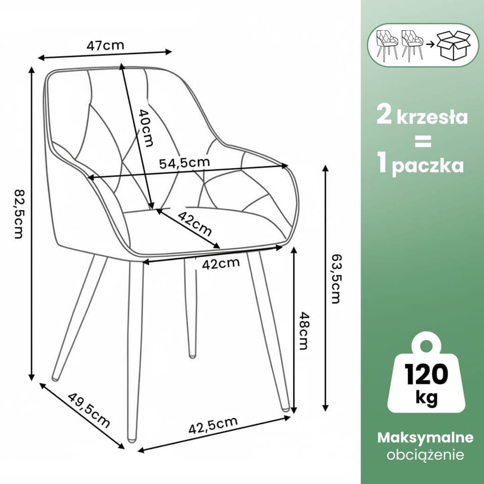 2x Welurowe krzesło tapicerowane pikowane Ciemny Grafit DIAMANTE Czarne nogi