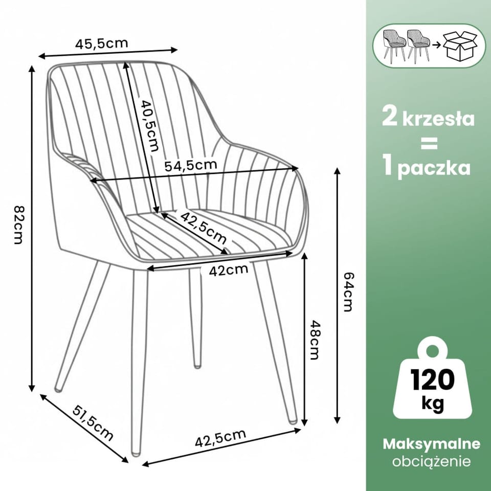 2x Welurowe krzesło tapicerowane z przeszyciami Szary FLORENCE Czarne nogi