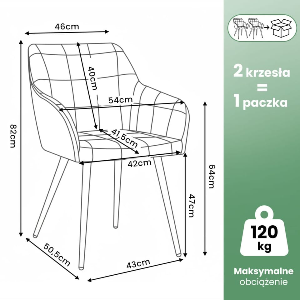 2x Krzesło tapicerowane z przeszyciami kwadratowymi Szare LUXANO Złote nogi