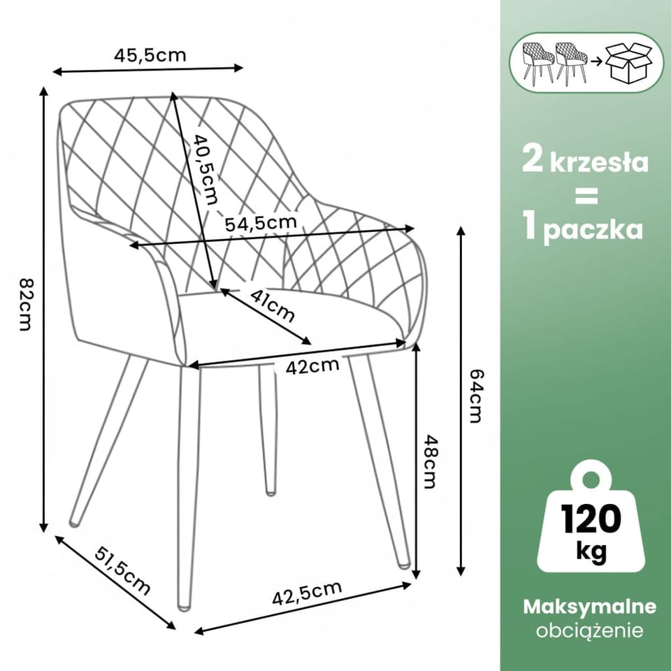 2x Welurowe krzesło tapicerowane pikowane w romby Czarne VELTO Czarne nogi