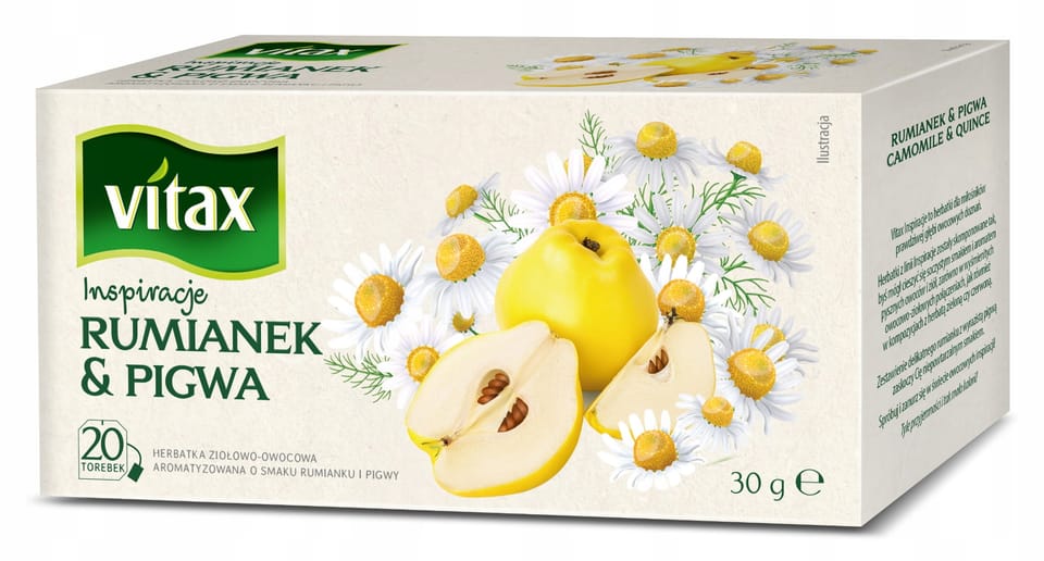 Herbata owocowo-ziołowa VITAX INSPIRATIONS (20 torebek z zawieszką) 33g Rumianek & Pigwa