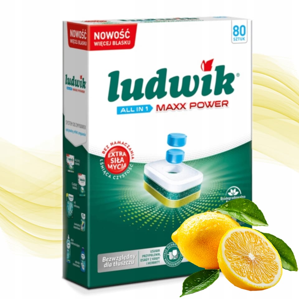 Tabletki do zmywarki LUDWIK (80 tabletek) MAXX POWER zapach Lemon All In One