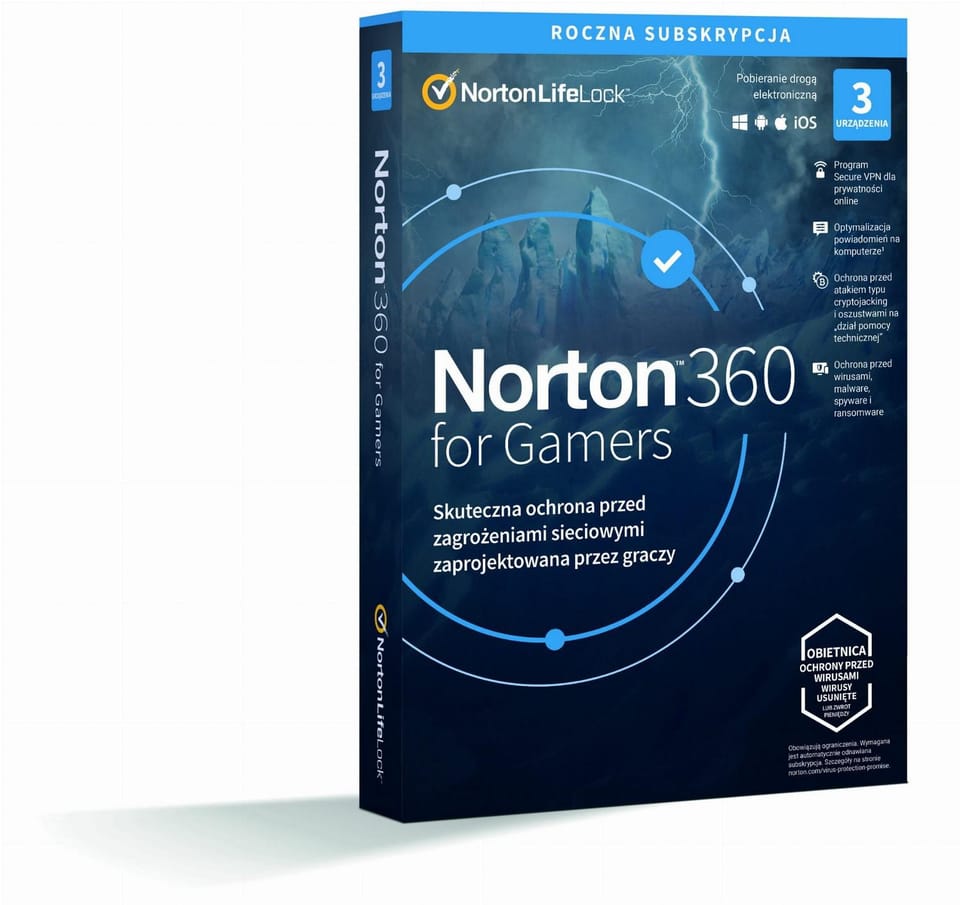 Norton 360 for Gamers BOX PL 3-urządzenia, 12-miesięcy
