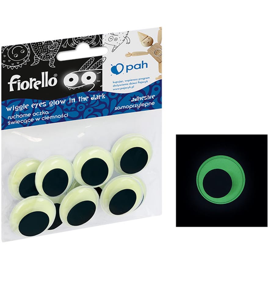 Oczka ruchome samoprzylepne świecące w ciemności 25mm (10 sztuk) FIORELLO GR-KE10-25F 170-2562