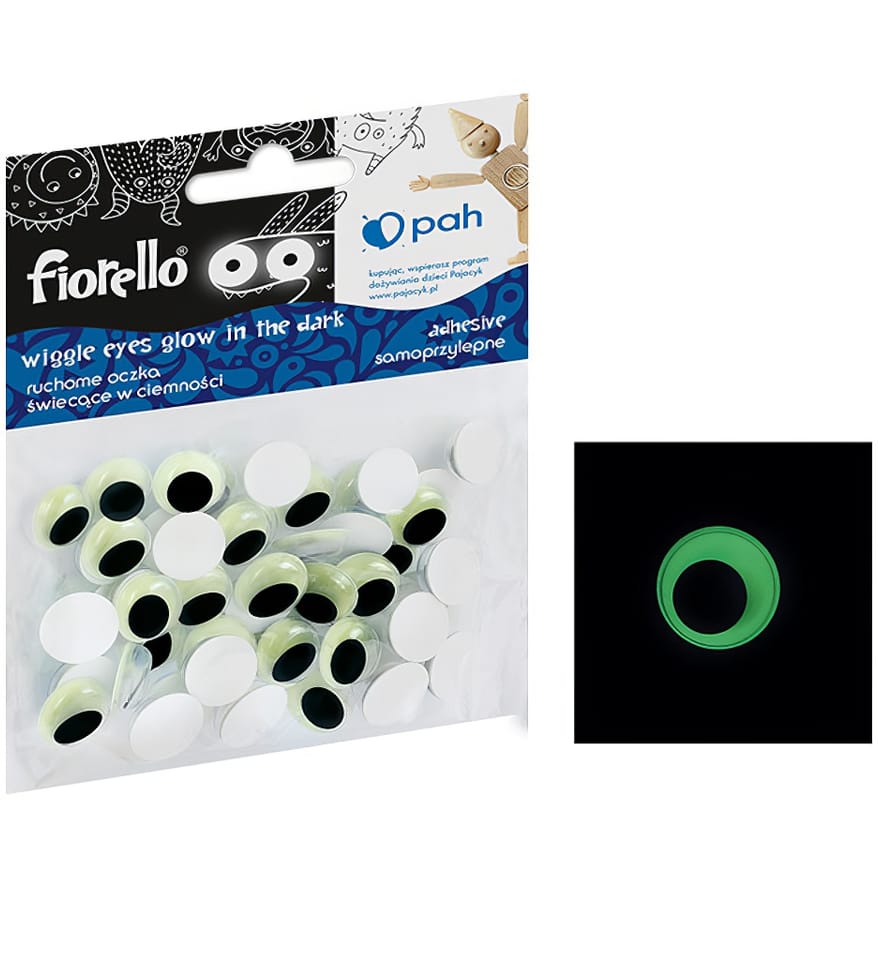 Oczka ruchome samoprzylepne świecące w ciemności 12mm (50 sztuk) FIORELLO GR-KE50-12F 170-2560