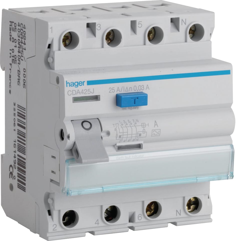 CDA425J 25A/ 30MA/A WYŁĄCZNIK RÓŻNICOWY 25A 4P 4M 30MA A 6KA