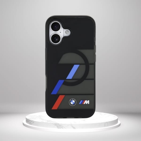 Etui BMW M IML Metal Buttons Tricolor    Lines MagSafe do iPhone 17 czarny