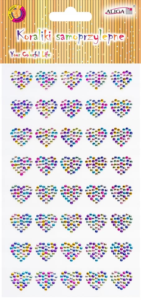 Dżety kryształki samoprzylepne mix serca 9,5x15,5cm JET-3170 ALIGA