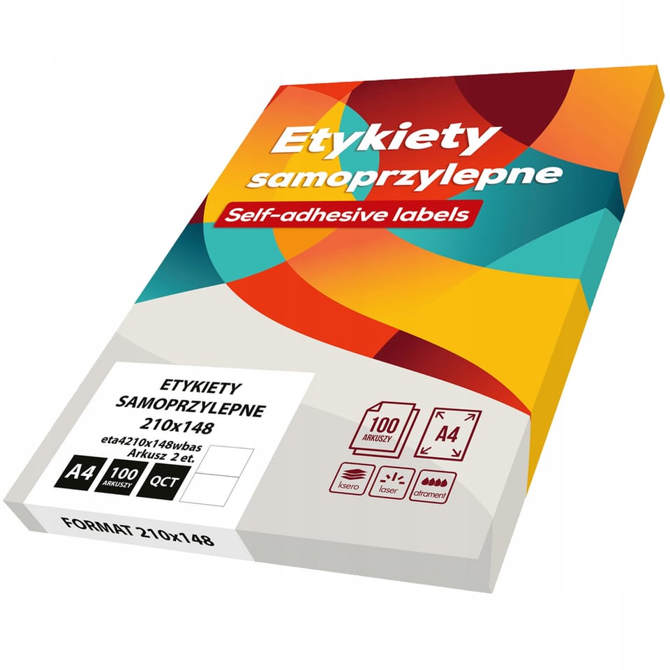 Etykiety A4 białe BASIC (100ark) 210x148mm eta4210x148wbas