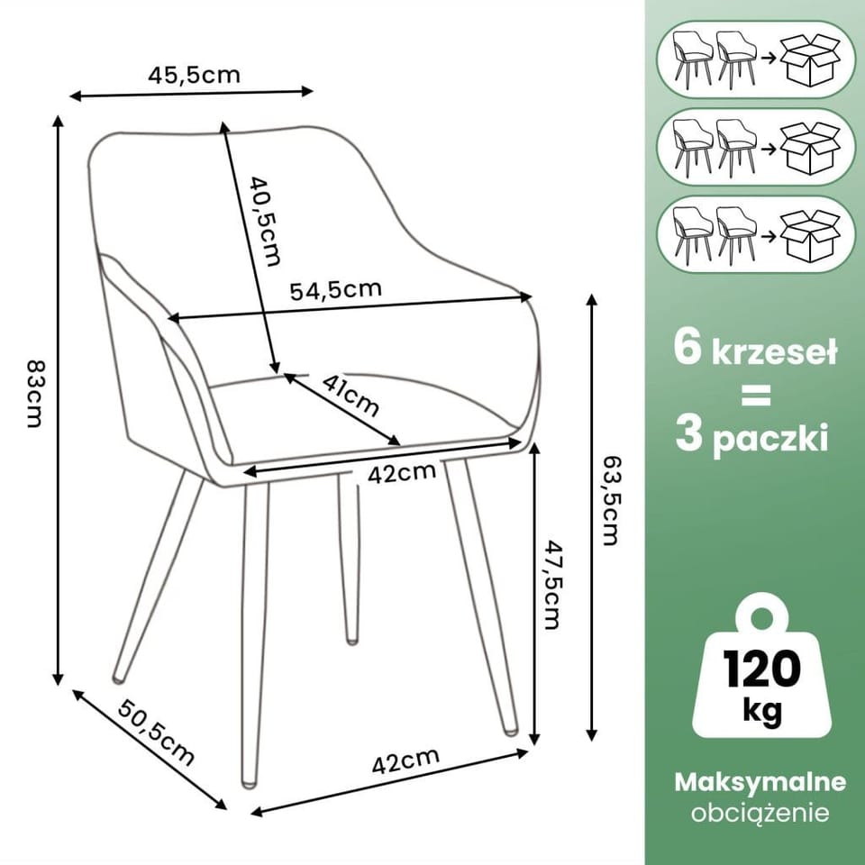 6x Welurowe krzesło tapicerowane gładkie Szare ESTELLE Złote nogi