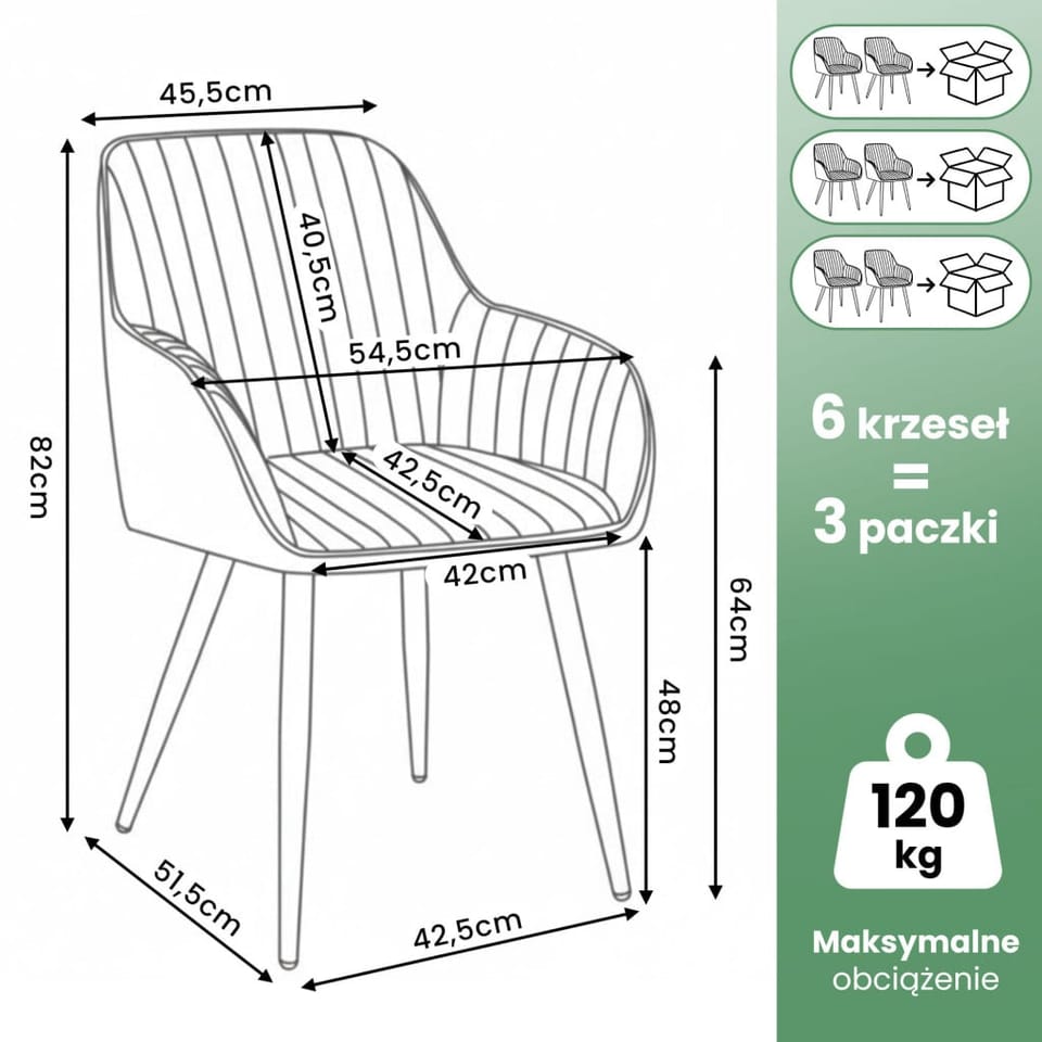 6x Welurowe krzesło tapicerowane z przeszyciami Butelkowa Zieleń FLORENCE Czarne nogi