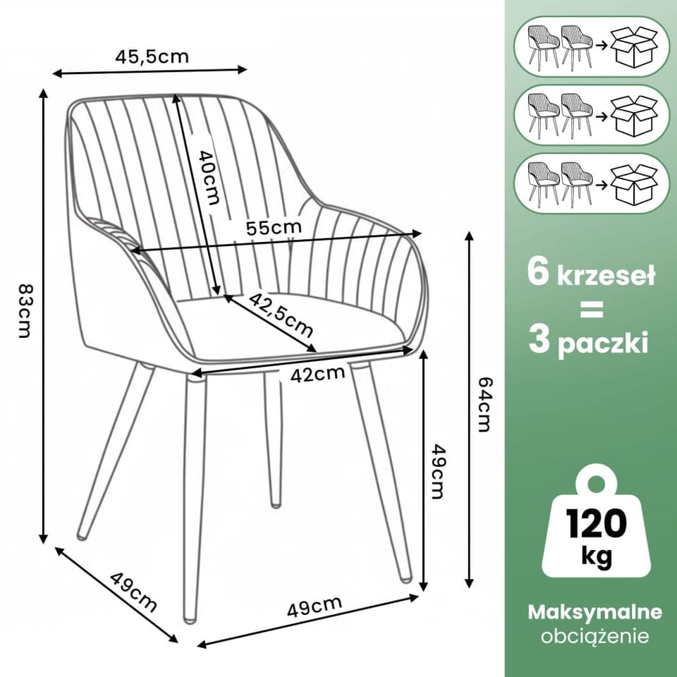 6x Welurowe krzesło obrotowe z przeszyciami Beżowe TURNO Czarne nogi