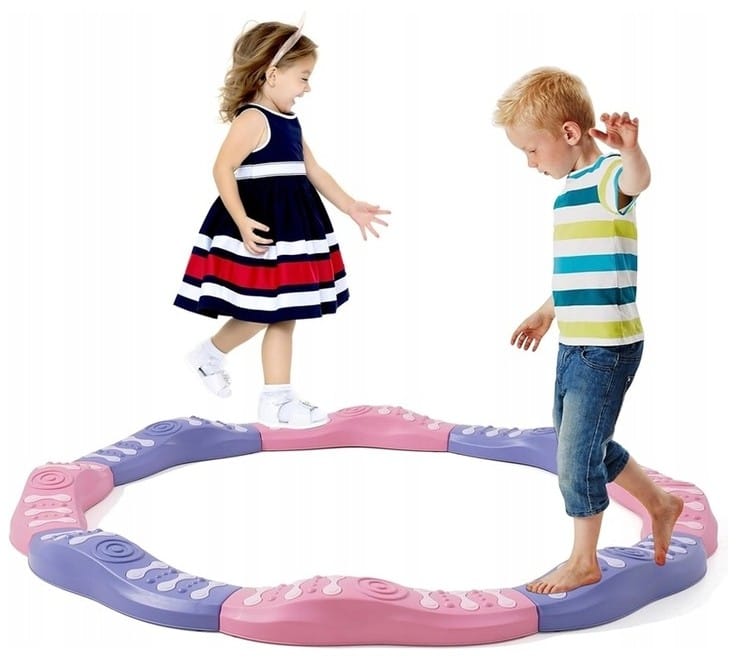 Ścieżka Sensoryczna Dla Dzieci KAMIENIE BALANSUJĄCE Do Ćwiczenia Równowagi 8 Szt Trening Nowa Wersja 6 Podkładek W Stopniach