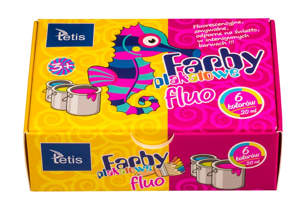 Farby plakatowe fluo 20ml. 6 kolorów KF002-A TETIS