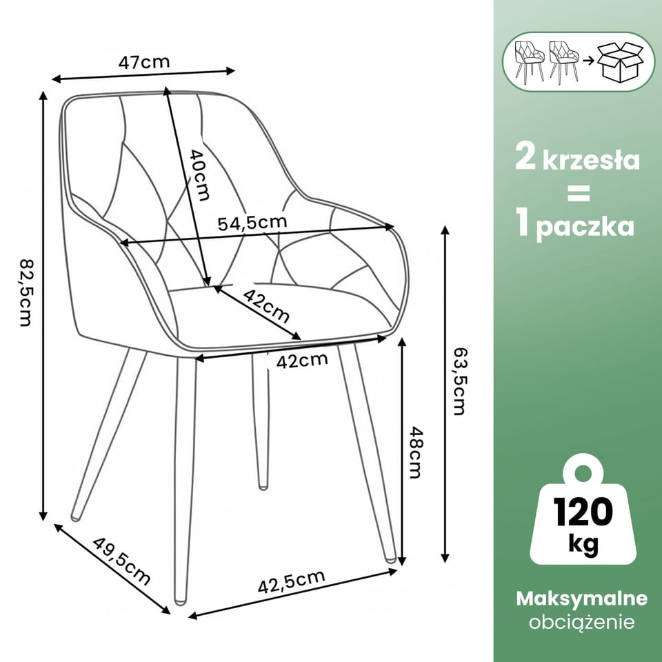 2x Welurowe krzesło tapicerowane pikowane Czarne LIVO Czarne nogi