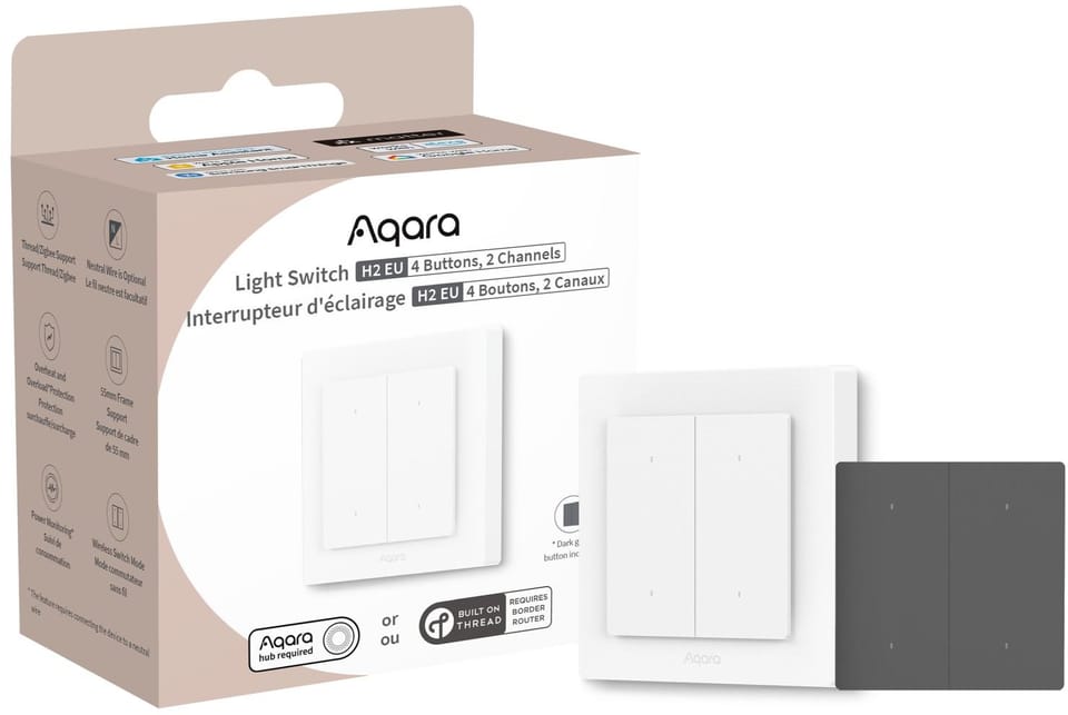 AQARA LIGHT SWITCH H2 EU (4 BUTTONS, 2 CHANNELS) - OFFLINE