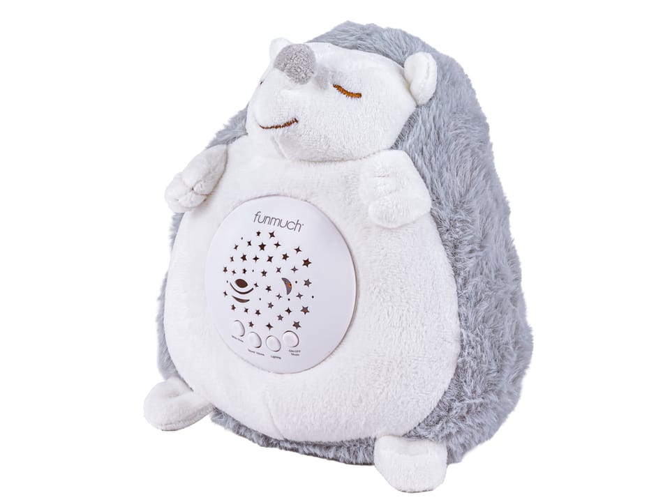 Pluszowy Jeż Jeżyk PROJEKTOR Maskotka Emituje Biały Szum Usypiacz Pomaga Zasnąć Zabawka Dla Dzieci