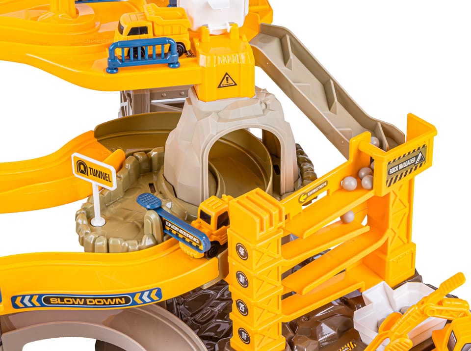 Zjazd samochodowy Tor Kulkowy PLAC BUDOWY Garaż Parking Zjeżdżalnia Dźwig