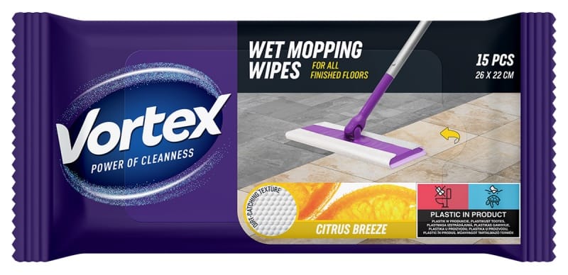 Chusteczki do mopowania podłóg na mokro CYTRUSOWA BRYZA 15szt. BS-VR-663549 VORTEX