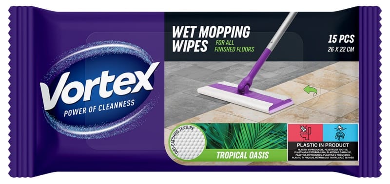 Chusteczki do mopowania podłóg na mokro TROPIKALNA OAZA 15szt. BS-VR-663525 VORTEX