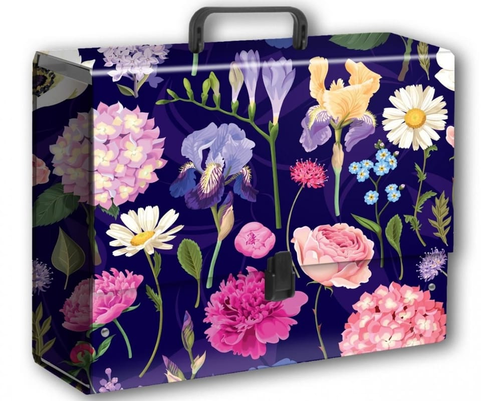 Teczka z rączką B4 Jumbo Hortensje na ciemnym tle, folia mat nie rysująca TT9403 PENMATE