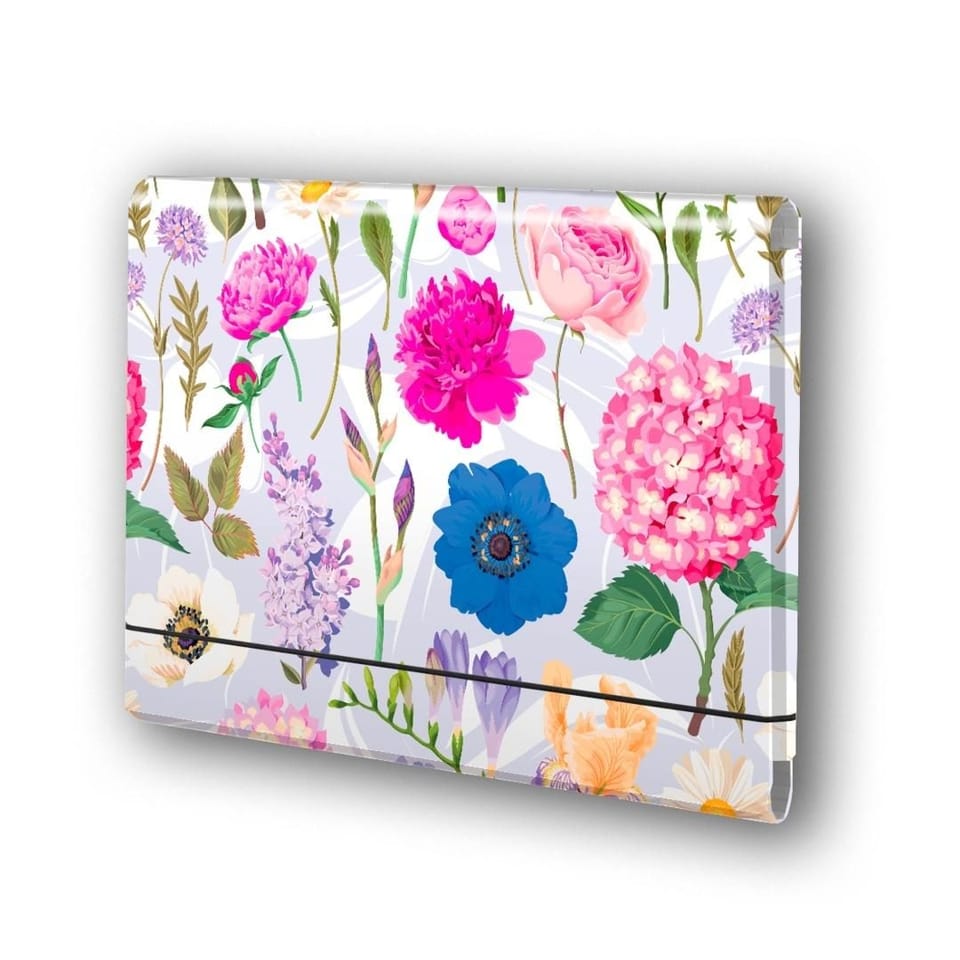 Teczka łamana A4 na gumkę Hortensje na jasnym tle, folia mat nie rysująca TT9412 PENMATE