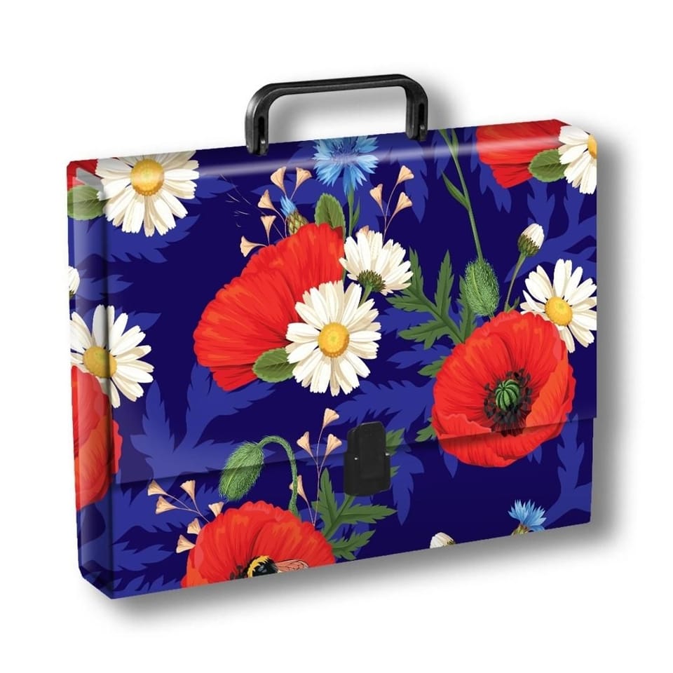 Teczka z rączką A4 4cm Hortensje na jasnym tle, folia mat nie rysująca TT9416 PENMATE