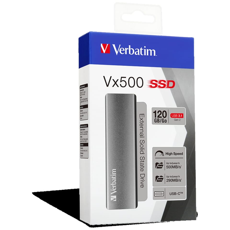Dysk Zewnętrzny Verbatim Vx500 SSD 120GB USB-C 3.2 gen.2 szary 47441