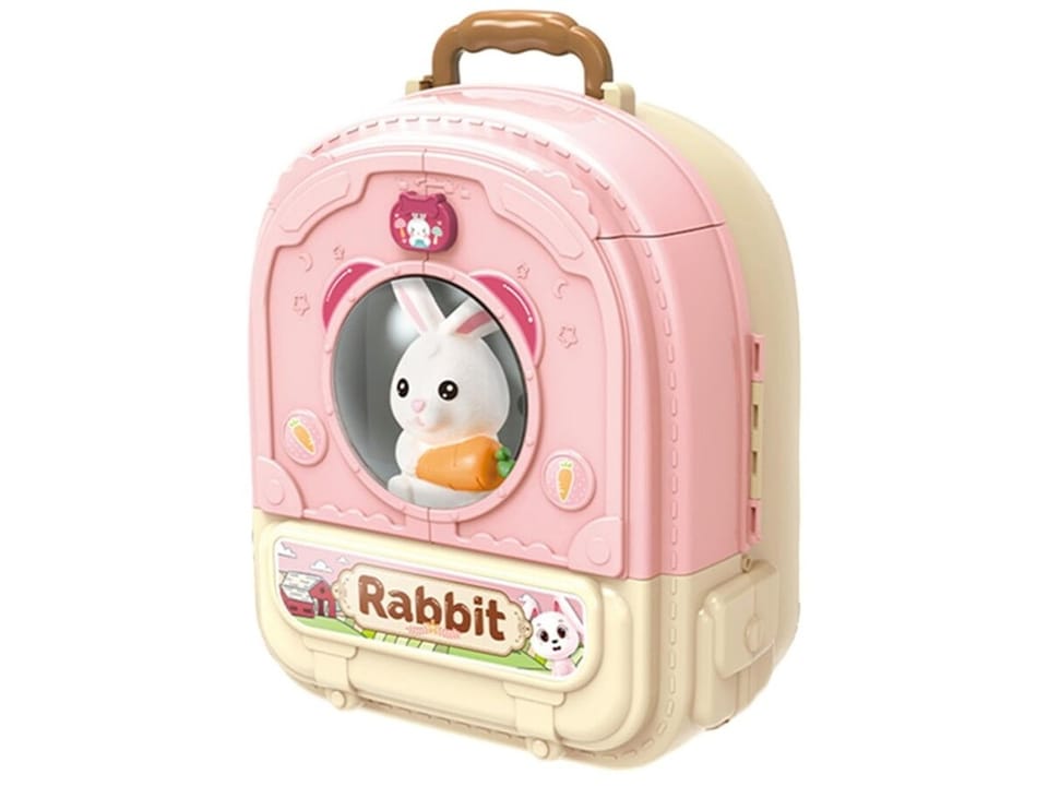 Królik w Plecaku Zabawka 3w1 Mini Farma Ogródek Plecak Domek Dla Lalek