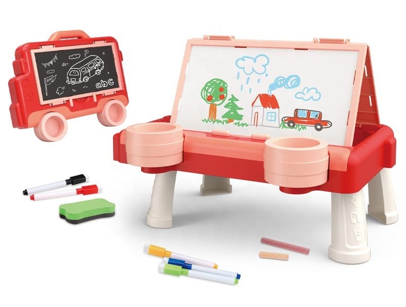 Wielofunkcyjna Dwustronna Tablica 2w1 Do Rysowania Malowania Zmazywalna Kredowa Stolik Różowa