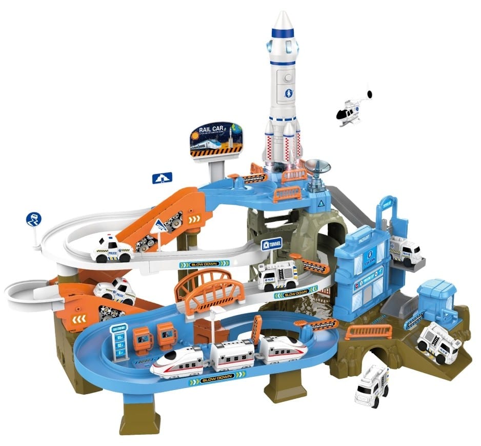 Zjazd Tor Samochodowy Parking Zjeżdżalnia Stacja Kosmiczna Rakieta