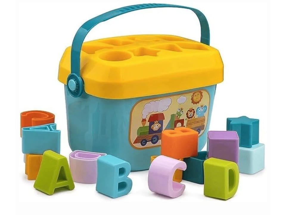 Edukacyjny Sorter Z Klockami Układanka Wiaderko Literki Klocki