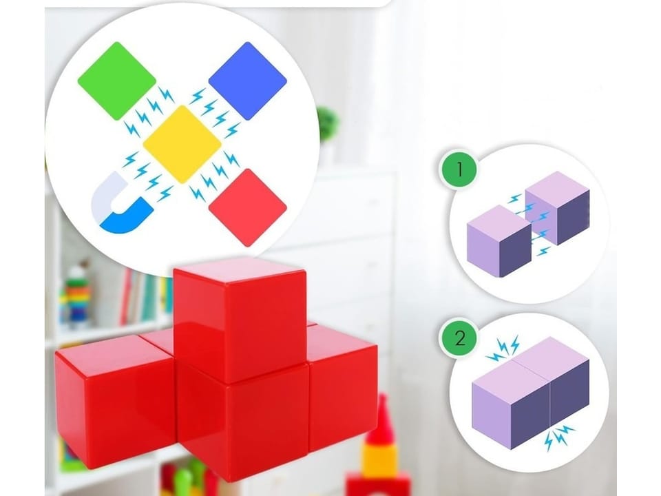 Klocki Magnetyczne 3D Konstrukcyjne KOSTKI BUDOWLANE Sześciany Zestaw Klocków 64 el.