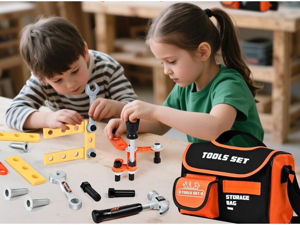 Torba Narzędziowa Małego Majsterkowicza Zestaw Narzędzi Wkrętarka Akcesoria