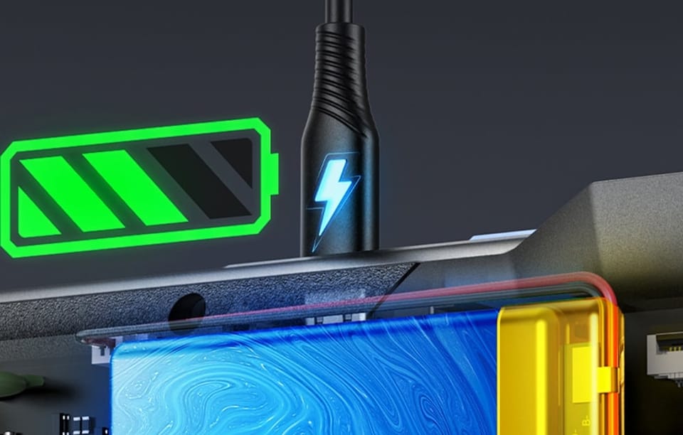 Cyfrowy miernik cęgowy podłączony do kabla USB.