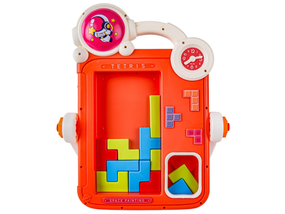 Wielofunkcyjna Dwustronna Tablica 2w1 Zmazywalna Klocki Układanka Edukacyjna CZERWONA