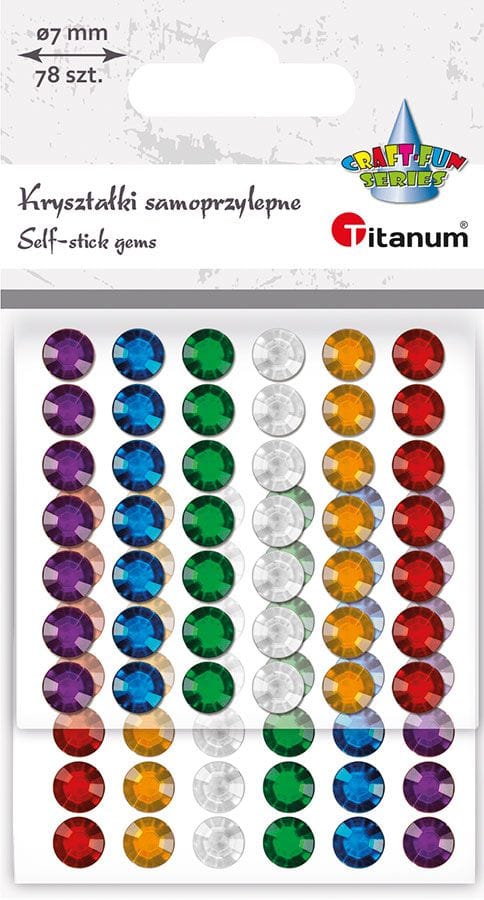 Kryształki samoprzylepne okrągłe 78szt. 7mm 627748 TITANUM