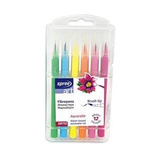 Flamastry pędzelkowe 12 kolorów etui plastikowe SPREE art FLA-58112P-00101