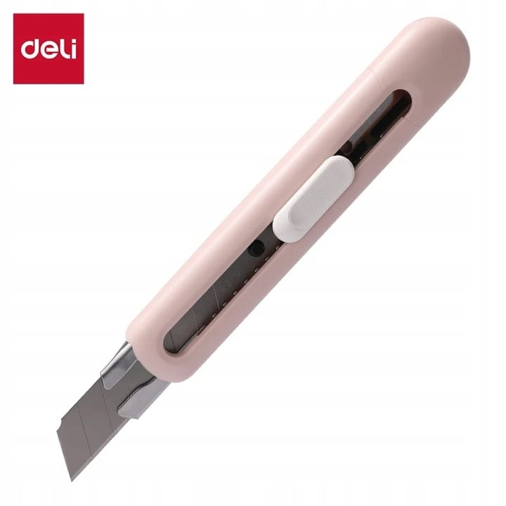 Nożyk biurowy Linfini ostrze łamane 18mm różowy EM530P DELI