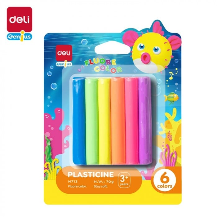 Plastelina 6 kolorów fluorescencyjne EH713 DELI