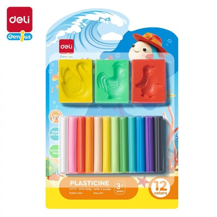 Plastelina 12 kolorów - zestaw z foremkami EH717 DELI
