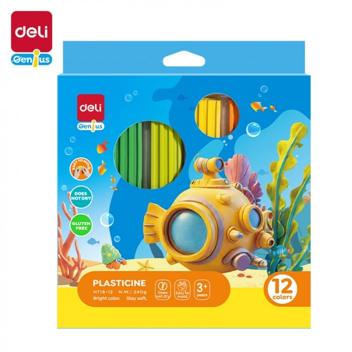 Plastelina 12 kolorów prostokątna EH718-12 DELI