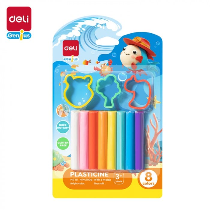Plastelina 8 kolorów - zestaw z foremkami EH715 DELI