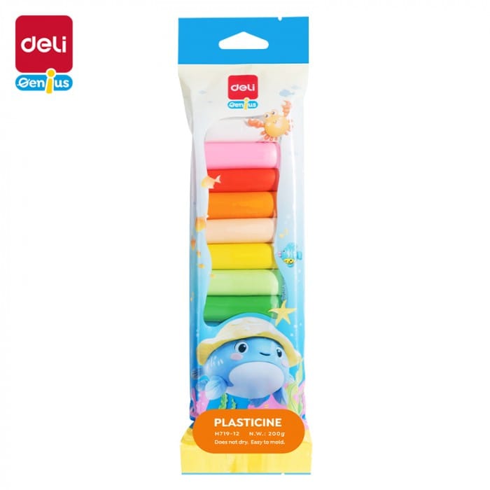 Plastelina 12 kolorów wałeczki EH719-12 DELI