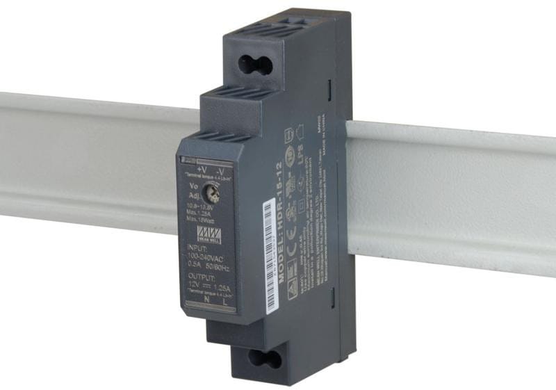 ZASILACZ IMPULSOWY NA SZYNĘ DIN MEAN WELL HDR-15-12 12V/15W/1.25A