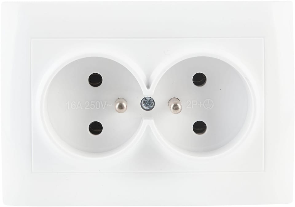 Gniazdo podwójne z uziemieniem VCX WESA LC 16 Biały