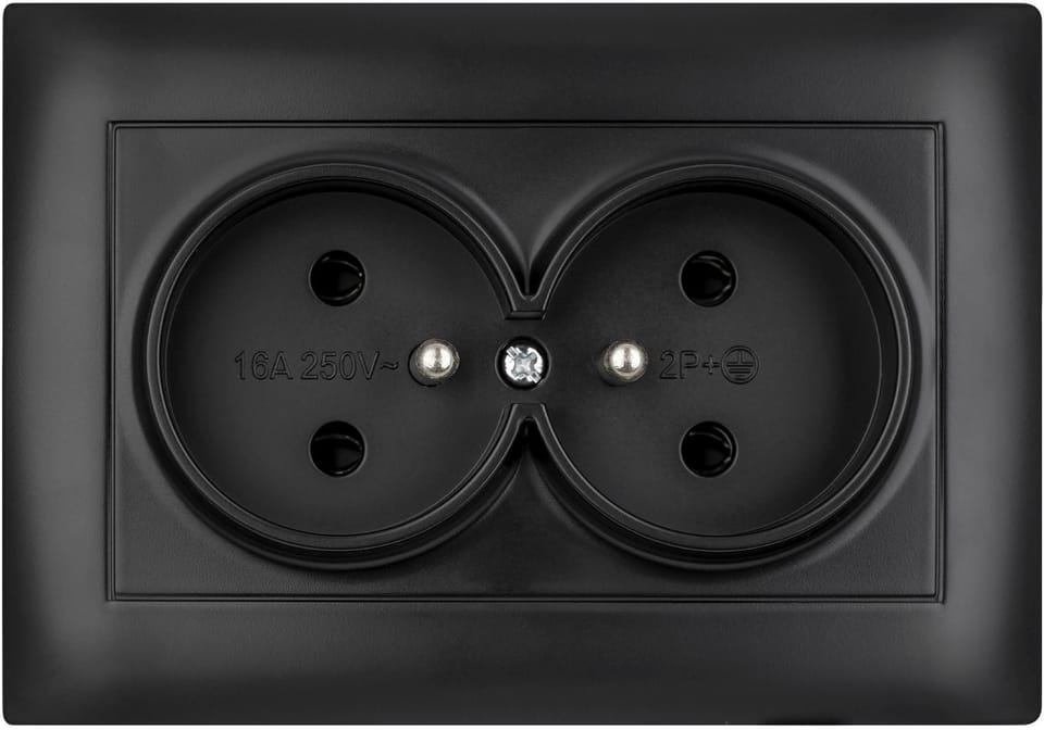 Gniazdo podwójne z uziemieniem VCX WESA LC 16 Czarny